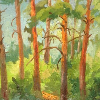 Peinture intitulée "Pines" par Nata New, Œuvre d'art originale, Huile