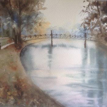Painting titled "Last autumn" by Nata New, Original Artwork, Watercolor