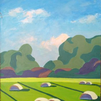 Painting titled "summer fields" by Nata New, Original Artwork, Acrylic