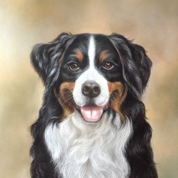 Painting titled "DOG PORTRAIT" by Nata New, Original Artwork, Pastel