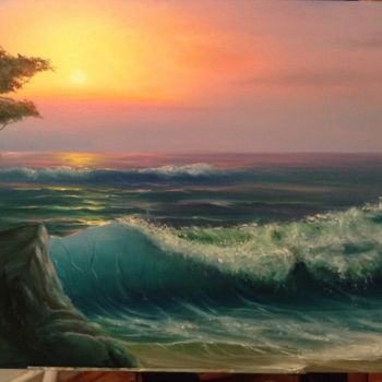 Painting titled "Ocean" by Nata New, Original Artwork, Oil
