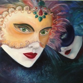 Malerei mit dem Titel "Mistery of masks" von Nata New, Original-Kunstwerk