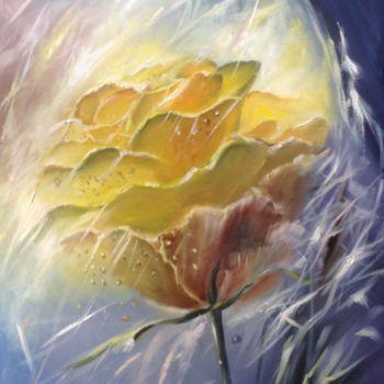 Картина под названием "Yellow rose" - Nata New, Подлинное произведение искусства, Масло