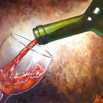 Painting titled "The wine glass" by Nata New, Original Artwork, Oil