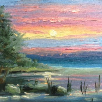 Peinture intitulée "magnificant sunset…" par Nata New, Œuvre d'art originale, Huile