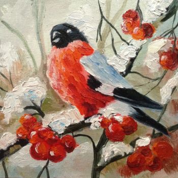 Malarstwo zatytułowany „winter bird” autorstwa Nata New, Oryginalna praca, Olej