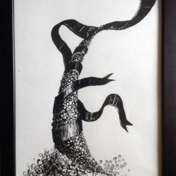 Drawing titled "pop corn tree" by Nata New, Original Artwork, Ink