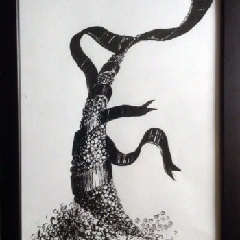 Dessin intitulée "pop corn tree" par Nata New, Œuvre d'art originale, Encre