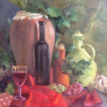 Painting titled "Still life (Red and…" by Nata New, Original Artwork, Oil