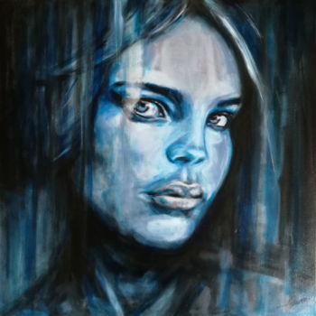 Картина под названием "Blue Monday" - Natacha Favreau, Подлинное произведение искусства, Акрил Установлен на Деревянная рама…