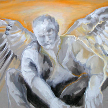 Painting titled "L'ANGE ABATTU" by Natacha Kolson, Original Artwork, Oil