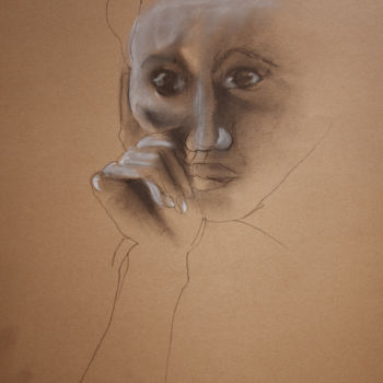 Drawing titled ""PORTRAIT DE SIRI A…" by Natacha Kolson, Original Artwork, Charcoal
