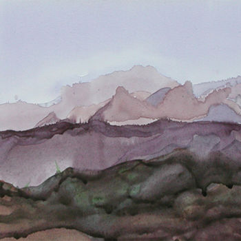 Painting titled ""SCENIC ROAD LAS VE…" by Natacha Kolson, Original Artwork, Watercolor