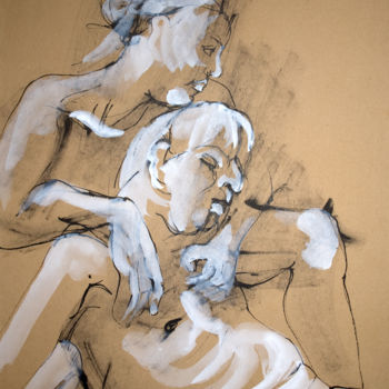 Dessin intitulée "" ELLE ET LUI"" par Natacha Kolson, Œuvre d'art originale, Encre