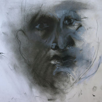 Drawing titled ""PORTRAIT SOMBRE I"" by Natacha Kolson, Original Artwork, Charcoal