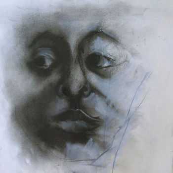 Tekening getiteld ""PORTRAIT SOMBRE II…" door Natacha Kolson, Origineel Kunstwerk, Houtskool