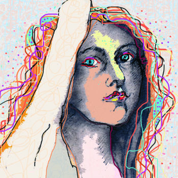 Desenho intitulada "" FEMME AUX CHEVEUX…" por Natacha Kolson, Obras de arte originais, Fotografia digital