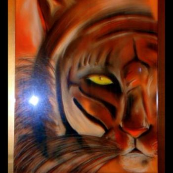 Painting titled "Eye of the Tiger" by Natacha B, Original Artwork, Oil