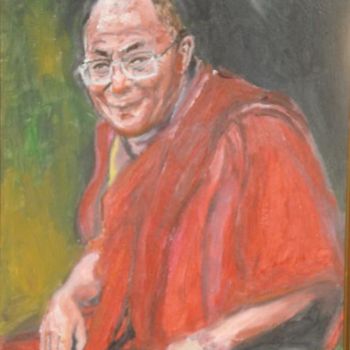 Painting titled "DALAI LAMA" by Natacha, Original Artwork