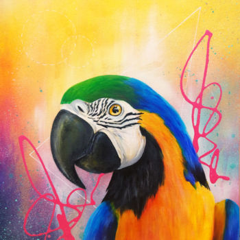Pintura titulada "Perroquet G1" por Natacha Perez, Obra de arte original, Acrílico