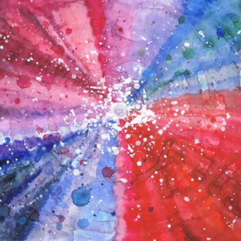 Pintura titulada "éclair bleu rouge" por Natalia Shustrova, Obra de arte original, Acuarela