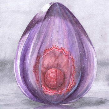 Peinture intitulée "Oeuf d'embryon" par Natalia Shustrova, Œuvre d'art originale, Aquarelle