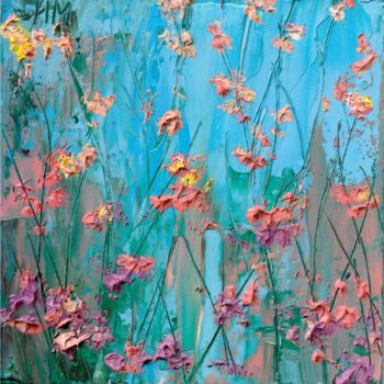 Pittura intitolato "Floraison rose (par…" da Natalia Shustrova, Opera d'arte originale, Olio