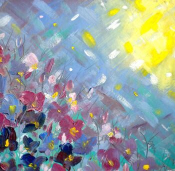 Картина под названием "Violettes sous le s…" - Наталья Шустрова, Подлинное произведение искусства, Масло