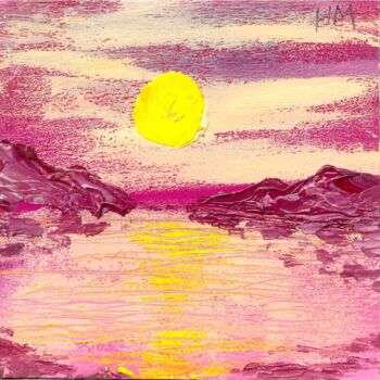 Pittura intitolato "coucher de soleil r…" da Natalia Shustrova, Opera d'arte originale, Olio