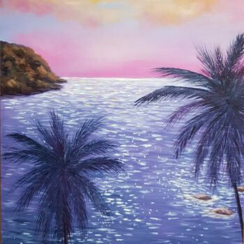 Malerei mit dem Titel "Palm trees" von Natalia Ostonen (Tarasova), Original-Kunstwerk, Öl Auf Andere starre Platte montiert