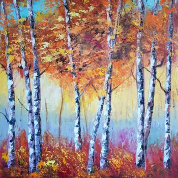 Картина под названием "Autumn landscape wi…" - Natalia Ostonen (Tarasova), Подлинное произведение искусства, Масло Установле…
