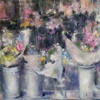 Картина под названием "flower shop in Amst…" - Natalia Nikolenko, Подлинное произведение искусства, Масло