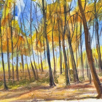 Painting titled "Forest" by Natala Azarna, Original Artwork, Watercolor