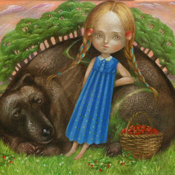Malerei mit dem Titel "Painting Strawberry…" von Natali Derevyanko, Original-Kunstwerk