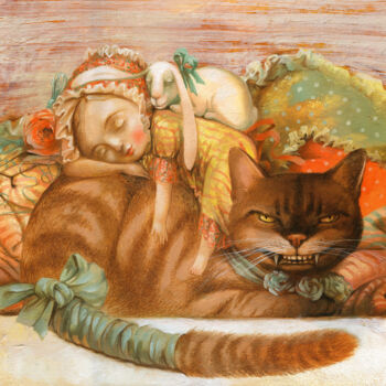 Peinture intitulée "Canvas Print Cat wh…" par Natali Derevyanko, Œuvre d'art originale