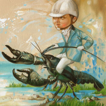 Painting titled "Cancer Rider. Oil P…" by Natali Derevyanko, Original Artwork