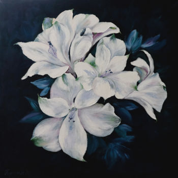 Pintura titulada "White lilies/Белые…" por Natali Koroleva, Obra de arte original, Oleo