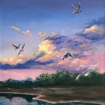 Картина под названием "Летать/To fly" - Natali Koroleva, Подлинное произведение искусства, Масло Установлен на Деревянная ра…