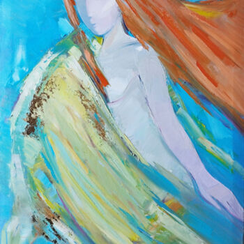Картина под названием "Angel with red hair" - Natali Oniks, Подлинное произведение искусства, Масло