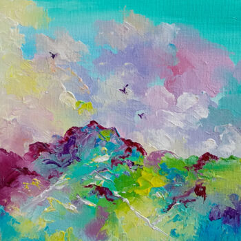 Pittura intitolato "Mountain peak, mini…" da Natalie Rusinova, Opera d'arte originale, Olio