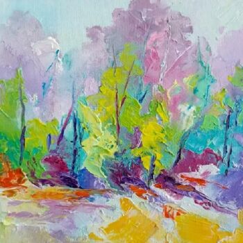 Painting titled "Young trees, small…" by Natalie Rusinova, Original Artwork, Oil