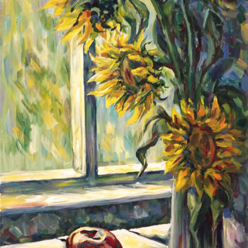 Painting titled "Sunflowers-3" by Natali Shtainfeld-Borovkov, Original Artwork