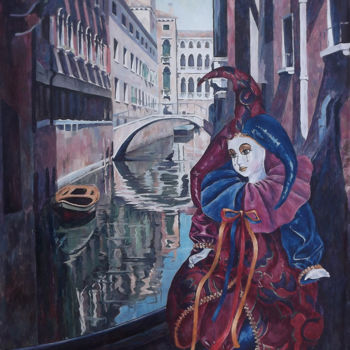 Schilderij getiteld "Archie in Venice" door Natali Shtainfeld-Borovkov, Origineel Kunstwerk