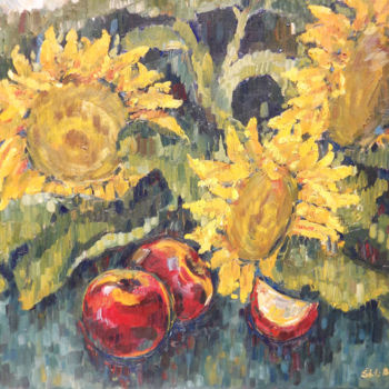 Malerei mit dem Titel "Sunflowers-1" von Natali Shtainfeld-Borovkov, Original-Kunstwerk, Öl