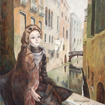 Malarstwo zatytułowany „Doll in Venice” autorstwa Natali Shtainfeld-Borovkov, Oryginalna praca, Olej