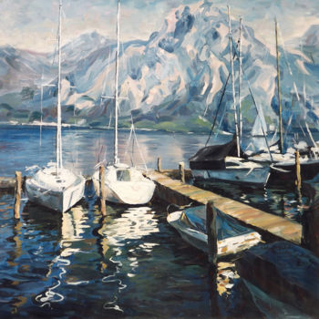 Painting titled "Lake in Salzkammerg…" by Natali Shtainfeld-Borovkov, Original Artwork, Oil