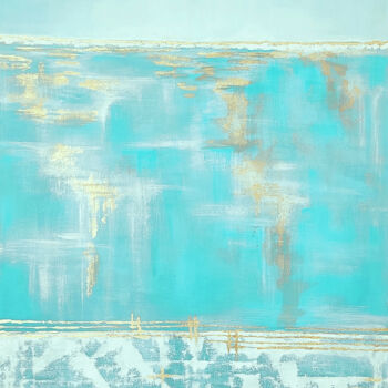 Painting titled "Blue landscape pain…" by Natalia Ayupov, Original Artwork, Acrylic Mounted on Wood Stretcher frame