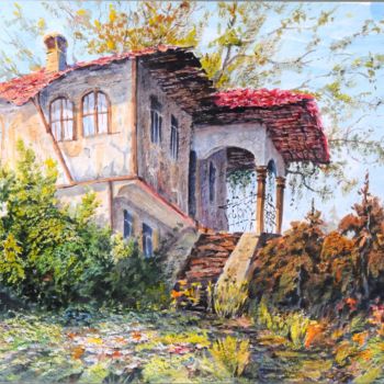 Pintura intitulada ""Домик в деревне"" por Natalia B, Obras de arte originais, Aquarela