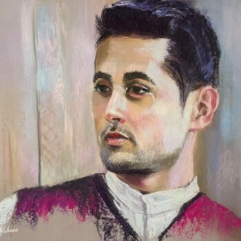 Pittura intitolato "Portrait of a young…" da Natalia Balashova. Pastelist., Opera d'arte originale, Pastello