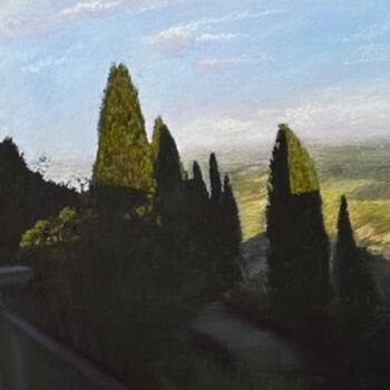 Peinture intitulée "Cypresses in Montep…" par Natalia Balashova. Pastelist., Œuvre d'art originale, Pastel